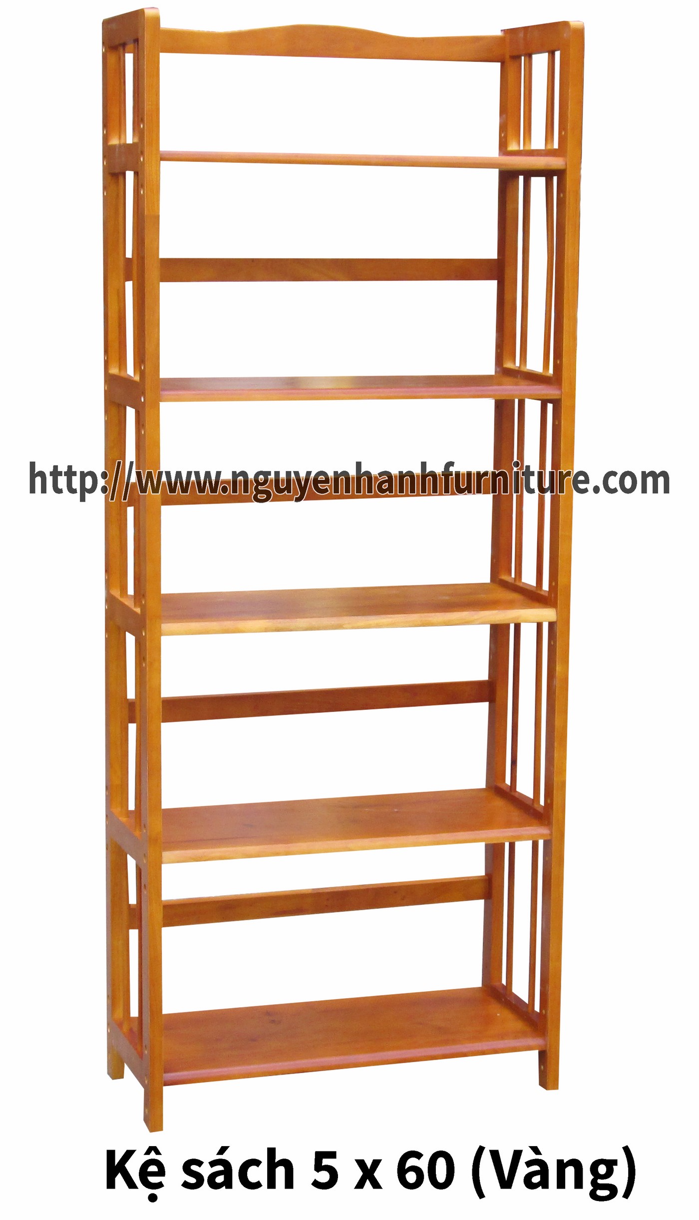 Name product: 5 storey Adjustable Bookshelf 60 (Yellow) - Dimensions: 63 x 28 x 157 (H) - Description: Wood natural rubber